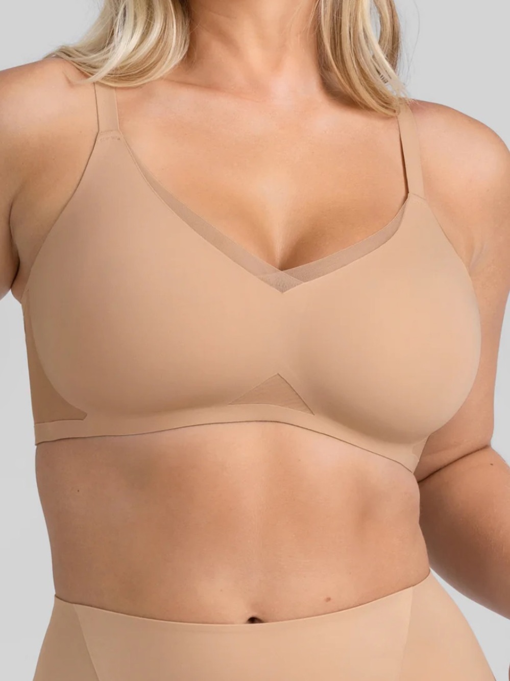 Honeylove Crossover Bra Size XL Fits Best 38D DD (E) Sand